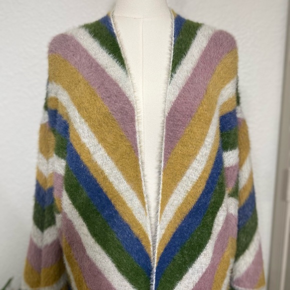 Striped Multicolor Open-Front Sweater - Picture 3 of 6